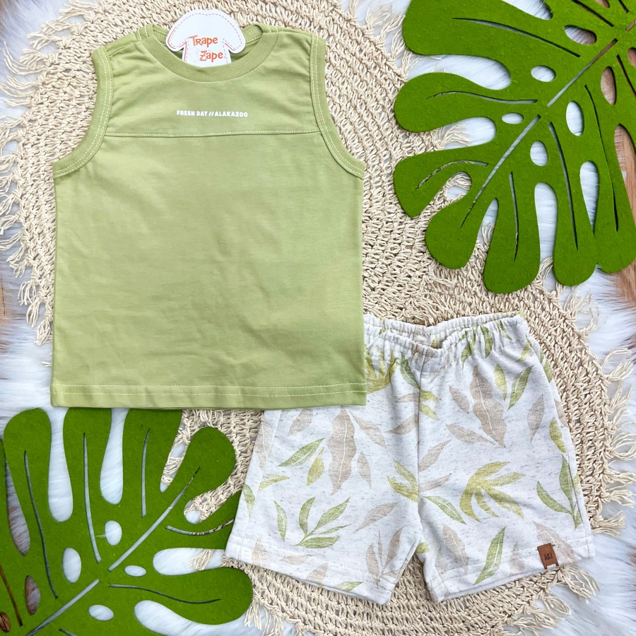 Conj. Regata Fresh Day e Bermuda em Linho - Verde